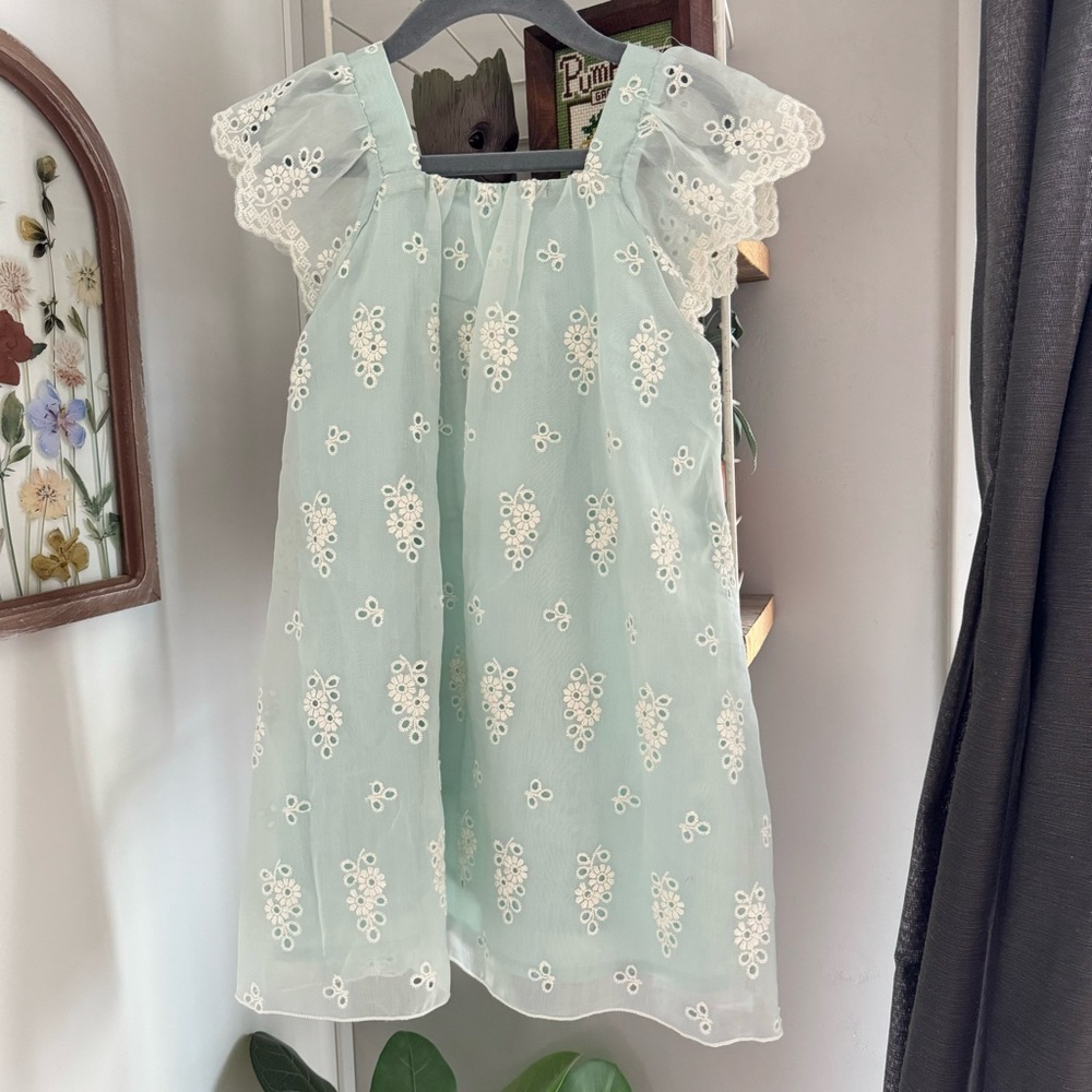 NWT Zara Eyelet Dress Size 3/4 Blue